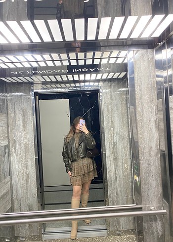 Bej Kadın Dizüstü Deri Botlar - Görsel 5