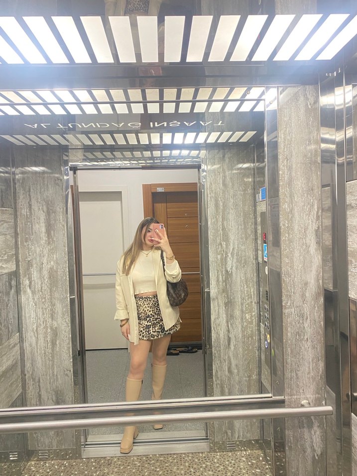 Bej Kadın Dizüstü Deri Botlar - Görsel 4