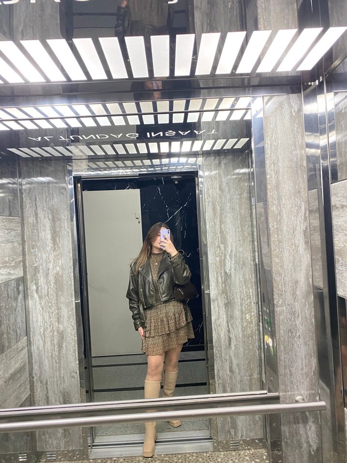 Bej Kadın Dizüstü Deri Botlar - Görsel 5