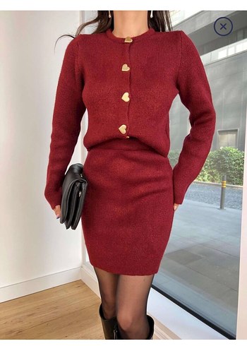 Bordo etekli takım - Görsel 7