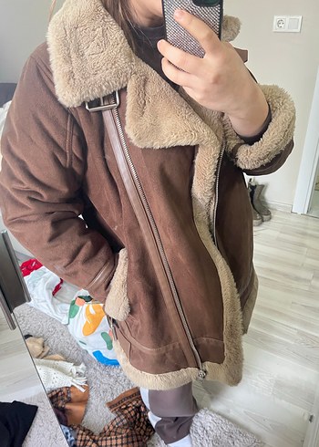 Kahverengi Kürklü Süet Kadın Ceket - Görsel 5
