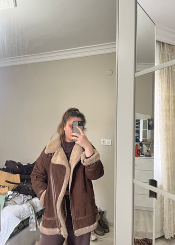 Kahverengi Kürklü Süet Kadın Ceket - Görsel 4