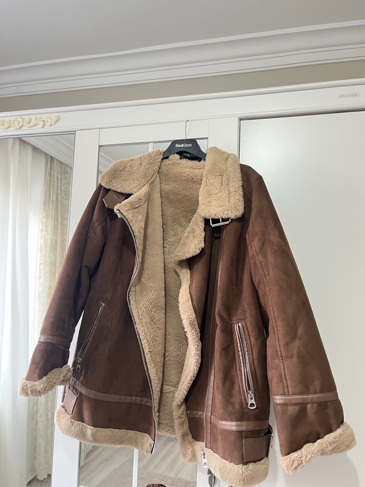 Kahverengi Kürklü Süet Kadın Ceket - Görsel 2