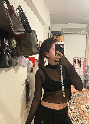 Siyah Uzun Kollu Goth Balıkçı Yaka Bluz - Görsel 3