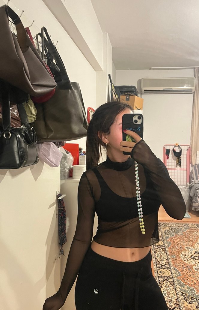 Siyah Uzun Kollu Goth Balıkçı Yaka Bluz - Görsel 3