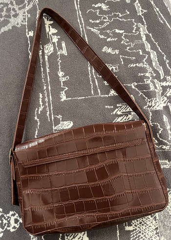 Kahverengi Deri Yılan Desenli Kadın Çanta - Görsel 3