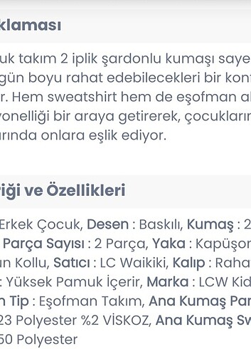 13-14 Yaş Beden çeşitli Renk Lcw eşofman takimi 