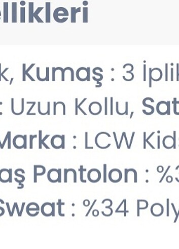 11-12 Yaş Beden çeşitli Renk Lcw ikili eşofman takim 