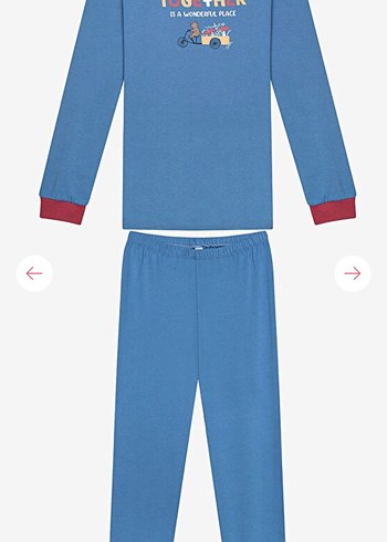 Erkek Çocuk Mavi Uzun Kollu Pijama Takımı