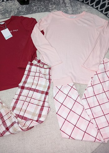 8 Yaş Beden pembe Renk Kız Çocuk Uzun Kollu Pamuklu Pijama Takımı