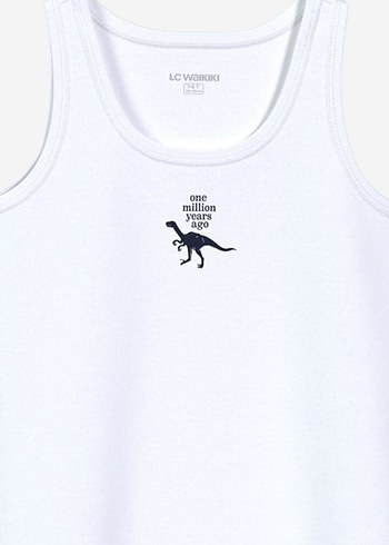 Baskılı Çocuk Atlet 2'li Beyaz ve Koyu - Görsel 2