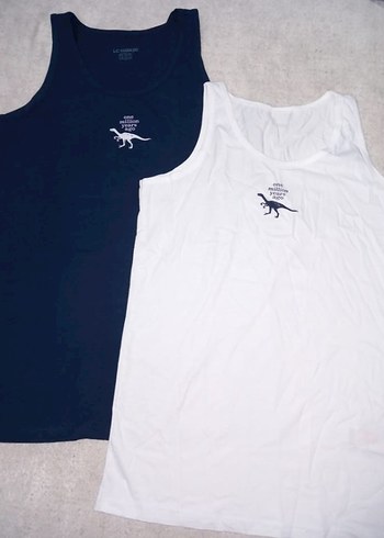 Baskılı Çocuk Atlet 2'li Beyaz ve Koyu - Görsel 7