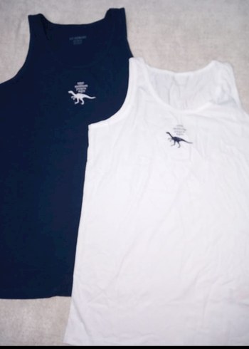 Baskılı Çocuk Atlet 2'li Beyaz ve Koyu - Görsel 4