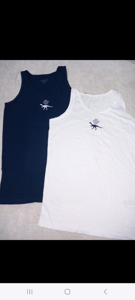 Baskılı Çocuk Atlet 2'li Beyaz ve Koyu - Görsel 5