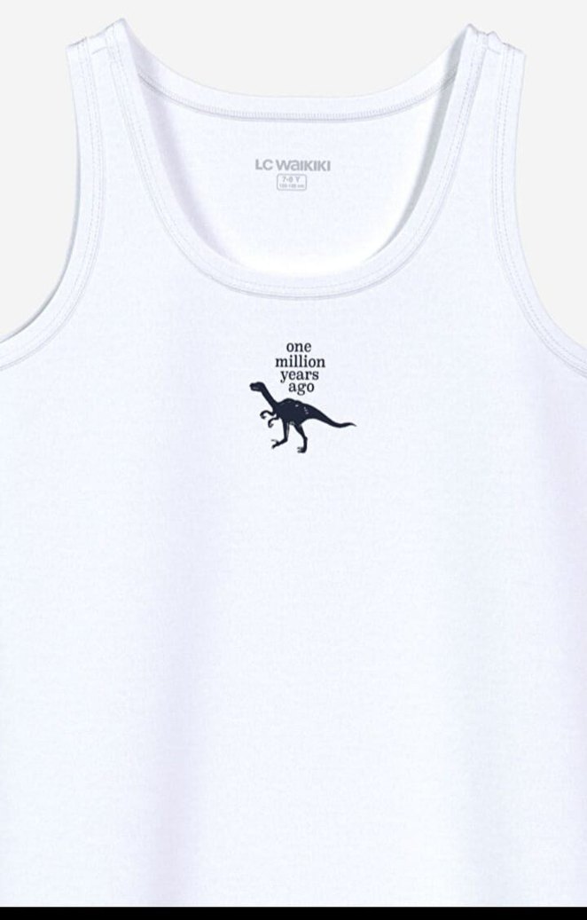 Baskılı Çocuk Atlet 2'li Beyaz ve Koyu - Görsel 2