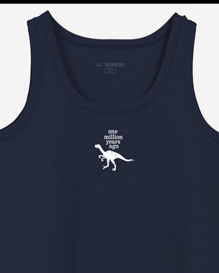 Baskılı Çocuk Atlet 2'li Beyaz ve Koyu - Görsel 3