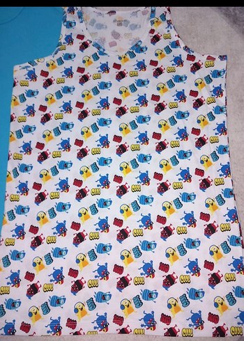 Renkli Desenli ve Düz Mavi Erkek Çocuk Atlet - Görsel 6