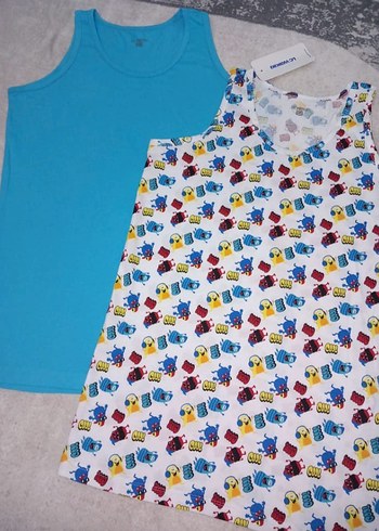 Renkli Desenli ve Düz Mavi Erkek Çocuk Atlet - Görsel 7