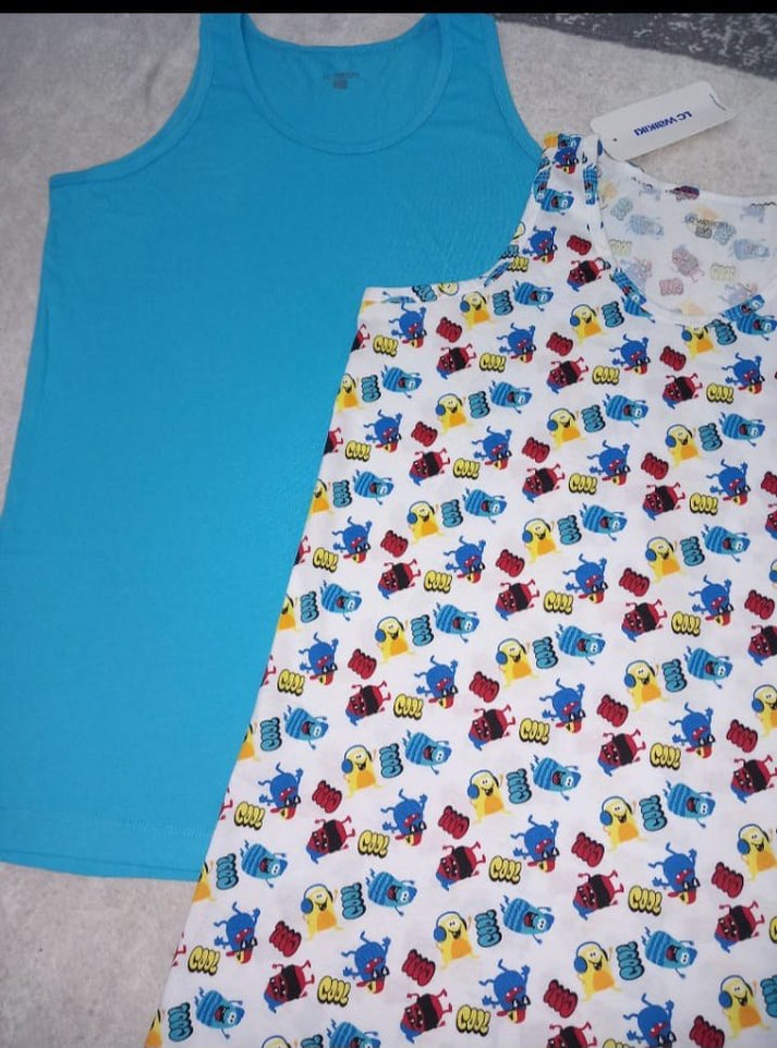 Renkli Desenli ve Düz Mavi Erkek Çocuk Atlet - Görsel 5