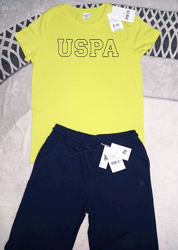 U.S. Polo Assn. Erkek Çocuk Sarı Baskılı Tişört ve Eşofman