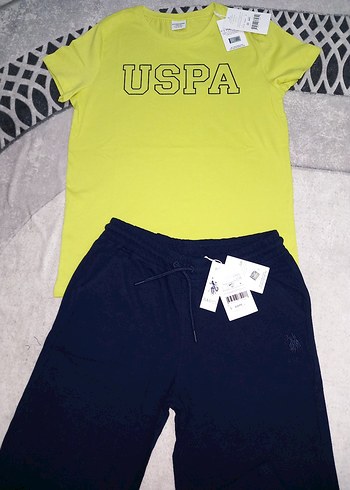 U.S Polo Assn. U.S. Polo Assn. Erkek Çocuk Sarı Baskılı Tişört ve Eşofman