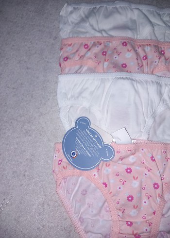 Çiçek Desenli ve Beyaz Kız Çocuk Külot Seti - Görsel 5