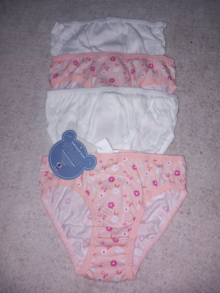 Çiçek Desenli ve Beyaz Kız Çocuk Külot Seti - Görsel 4