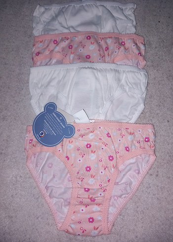 Çiçek Desenli ve Beyaz Kız Çocuk Külot Seti - Görsel 5