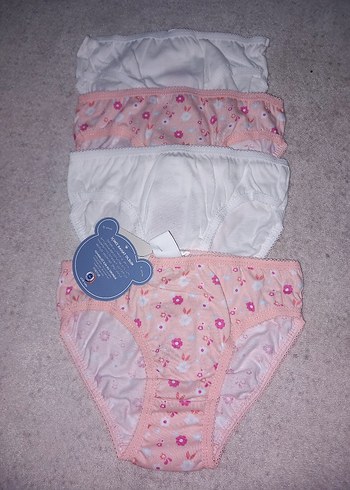 Çiçek Desenli ve Beyaz Kız Çocuk Külot Seti - Görsel 4