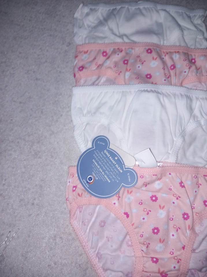 Çiçek Desenli ve Beyaz Kız Çocuk Külot Seti - Görsel 3