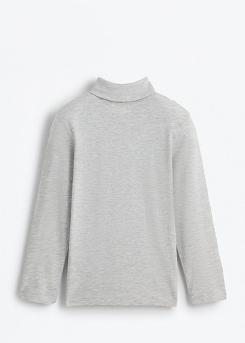 Erkek Çocuk Gri İnce Boğazlı Sweatshirt - Görsel 3