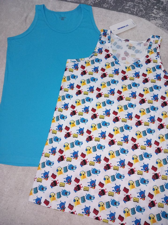 Renkli Baskılı ve Mavi Çocuk Atlet Seti - Görsel 5