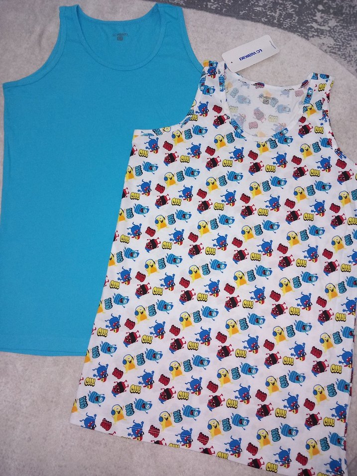 Renkli Baskılı ve Mavi Çocuk Atlet Seti - Görsel 4