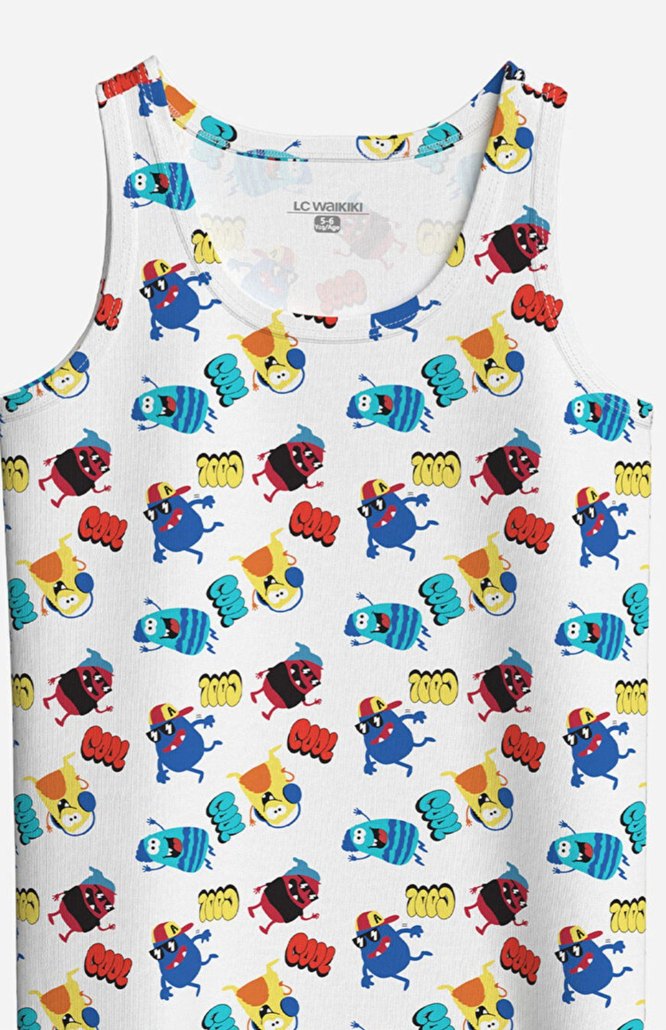 Renkli Baskılı ve Mavi Çocuk Atlet Seti - Görsel 3