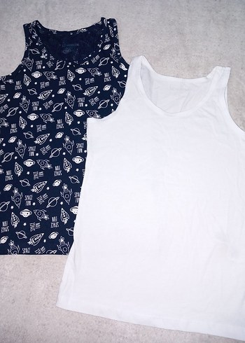 Baskılı ve Beyaz Erkek Çocuk Atlet 2'li - Görsel 6