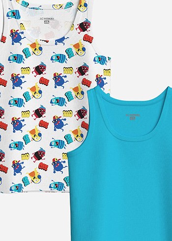 LC Waikiki Renkli Baskılı Erkek Çocuk Atlet 2'li