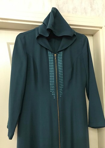 Kadın Turkuaz Uzun Silky Ferace - Görsel 3