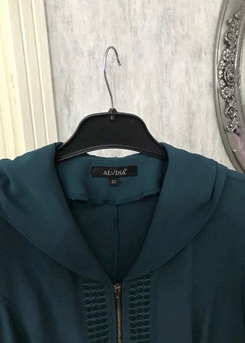 Kadın Turkuaz Uzun Silky Ferace - Görsel 4