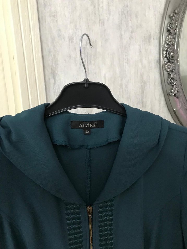 Kadın Turkuaz Uzun Silky Ferace - Görsel 4