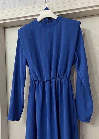 Mavi Kemerli Uzun Kadın Elbise - Görsel 4