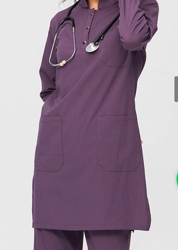 Mor Yüksek Yakalı Kadın Üniforma Takım - Görsel 5