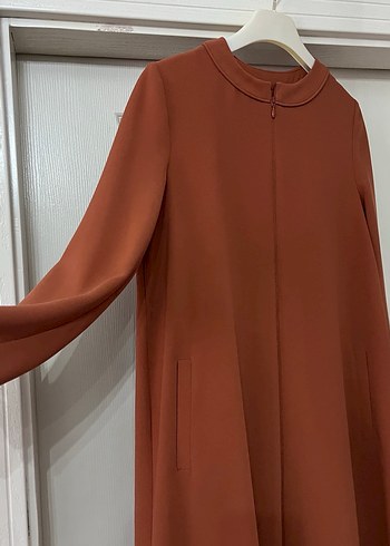 Turuncu Uzun Kollu Salaş Elbise Ferace Kap - Görsel 2