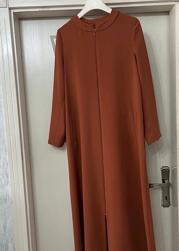 Turuncu Uzun Kollu Salaş Elbise Ferace Kap - Görsel 3