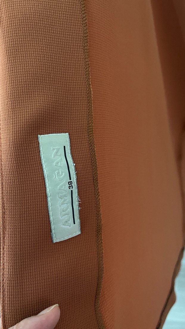 Turuncu Uzun Kollu Salaş Elbise Ferace Kap - Görsel 4