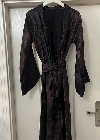 Siyah Uzun Salaş Kadın Kimono Abaya - Görsel 6