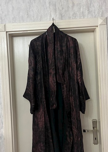 Siyah Uzun Salaş Kadın Kimono Abaya - Görsel 4