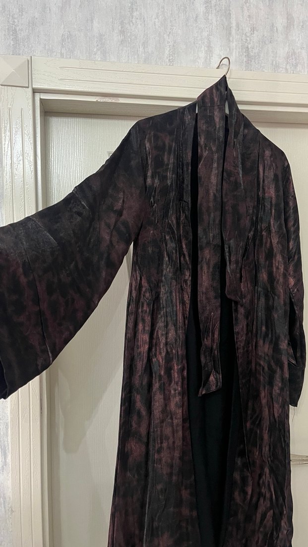 Siyah Uzun Salaş Kadın Kimono Abaya - Görsel 5