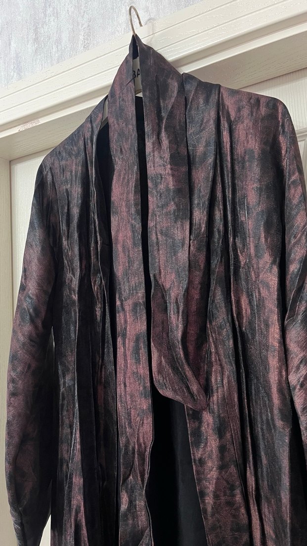 Siyah Uzun Salaş Kadın Kimono Abaya - Görsel 3