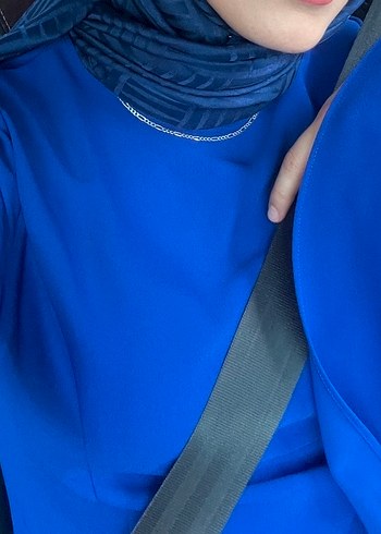 Mavi Uzun Kollu Salaş Kadın Elbise - Görsel 4