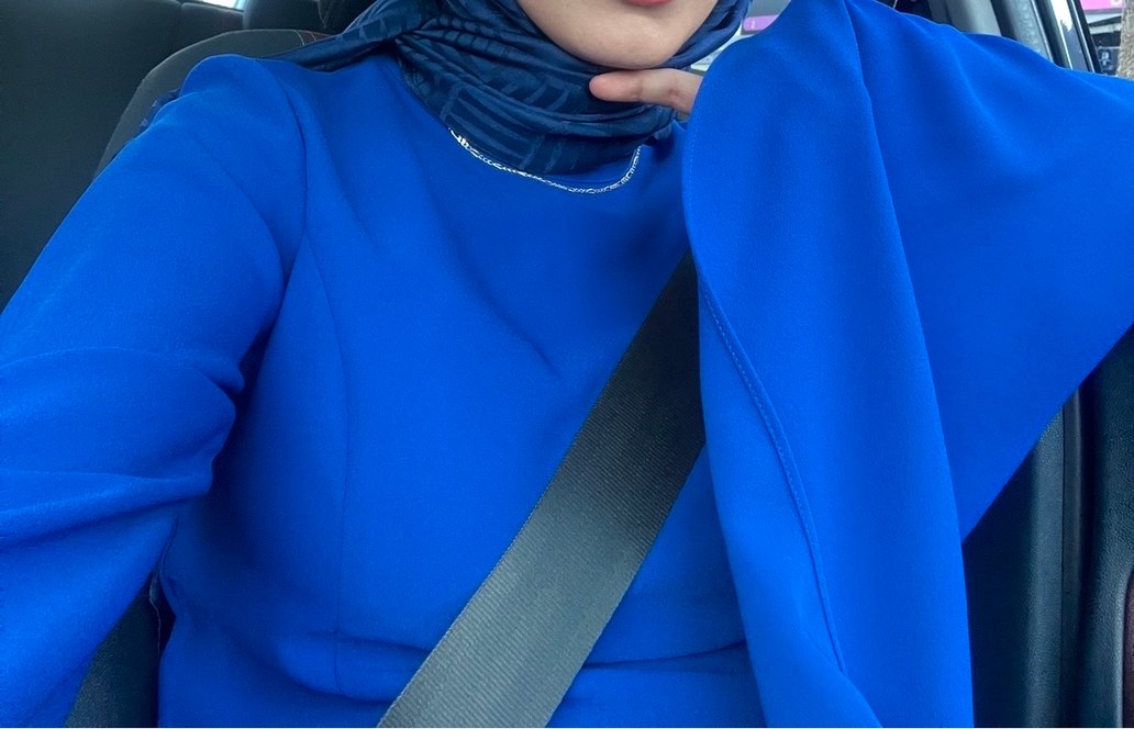 Mavi Uzun Kollu Salaş Kadın Elbise - Görsel 5